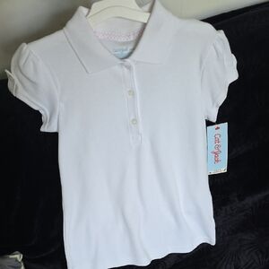 💚5/$20💚Cat & Jack White Girls' Puff Sleeve Polo